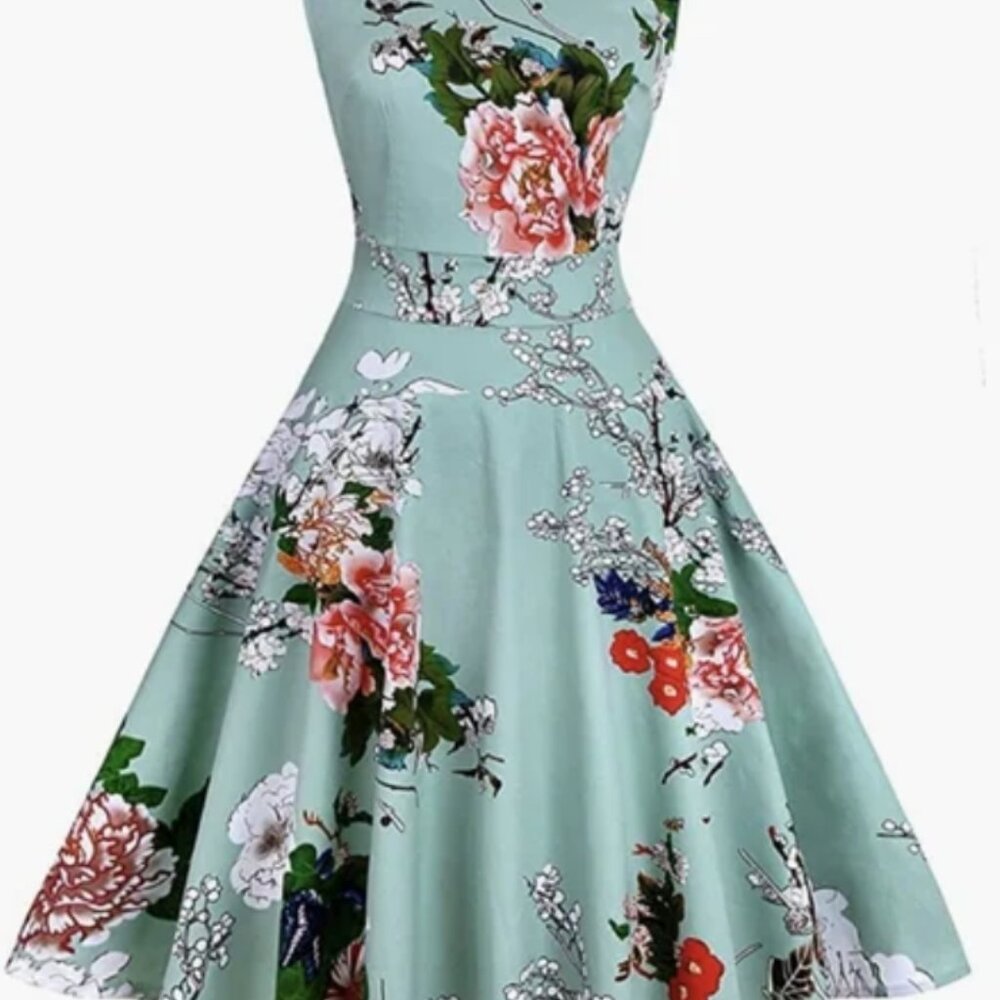 OWIN 1950's Style Floral Spring Garden Rockabilly Swing Dress Sz L NWT